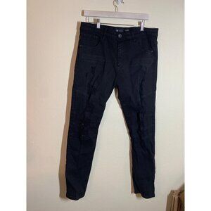 Waimea Skinny Denim Jeans Black Casual Distressed Skater Streetwear Men's 38x32